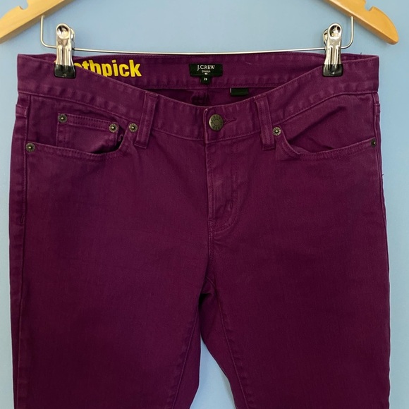 J Crew Purple Denim Toothpick Ankle Skinny Leg Jeans Women’s size 29 Low Rise - Picture 3 of 7
